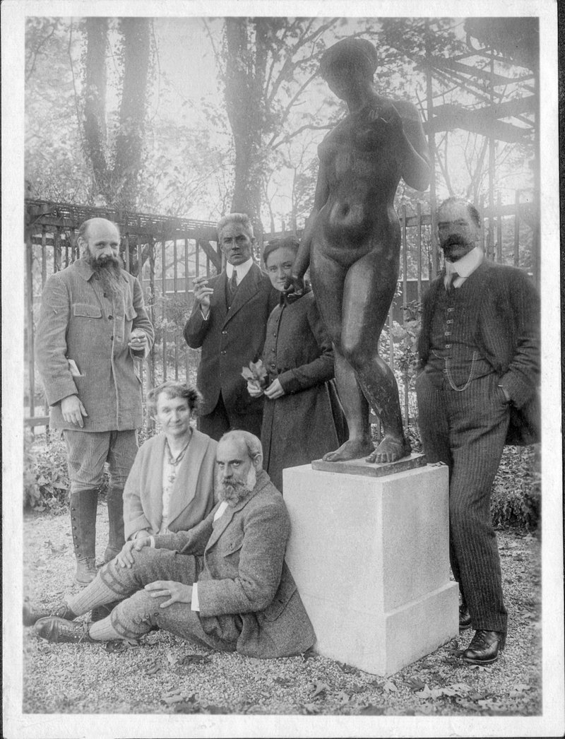 F17041_Roussel, Hedy H., Richard Bühler stehend, Manguin sitzend, Mme Manguin, Arthur H., ca. 1916 Floragarten (von Beat Loosli Solutions & Photos bearbeitet)